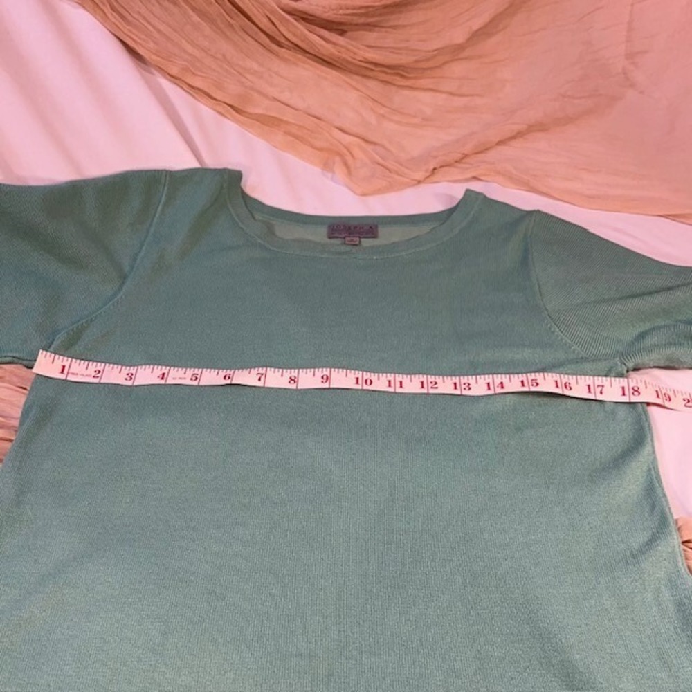 JOSEPH A WOMENS AQUA SWEATER -3/4 RUFFLED SLEEVE SIZE M - Picture 6 of 9